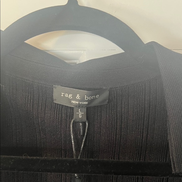 rag & bone Black Ribbed Collared Cardigan - Picture 3 of 9